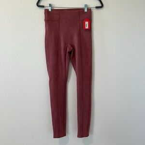 NWT Spanx Faux Suede Leggings, Rich Rose, size XS